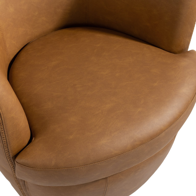 Aunna PU Leather Swivel Soft Cushion Accent Chair（Set of 2）, Light Brown Faux Leather