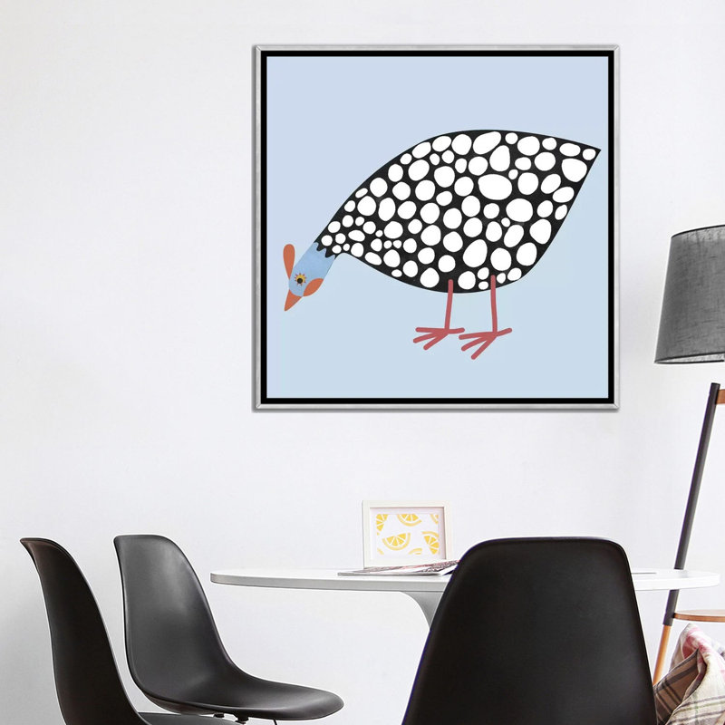 « Hen Guinea » par Nic squirrell-impression, Toile avec cadre argenté, H 37 po x l 37 po x P 1,5 po, Pas de tapis