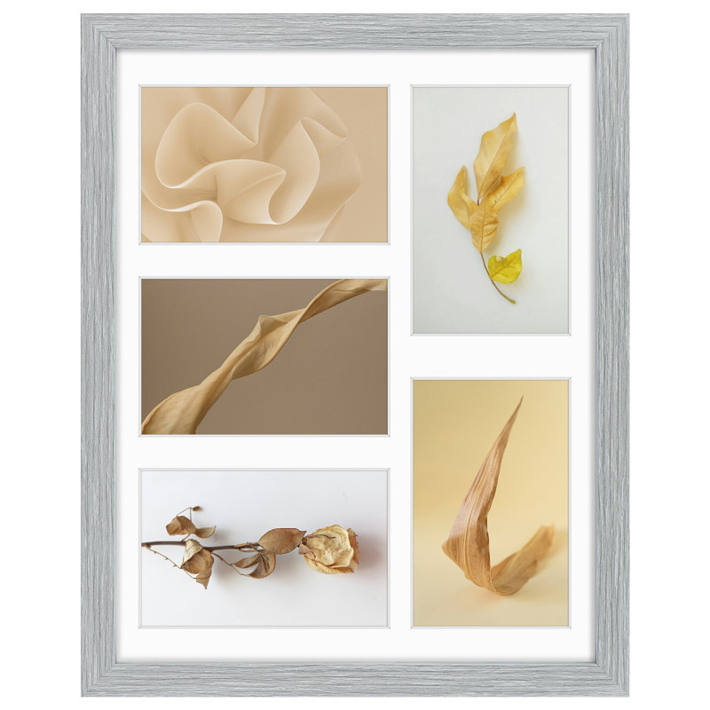 Cadre moderne en bois avec passe-partout blanc, Gris