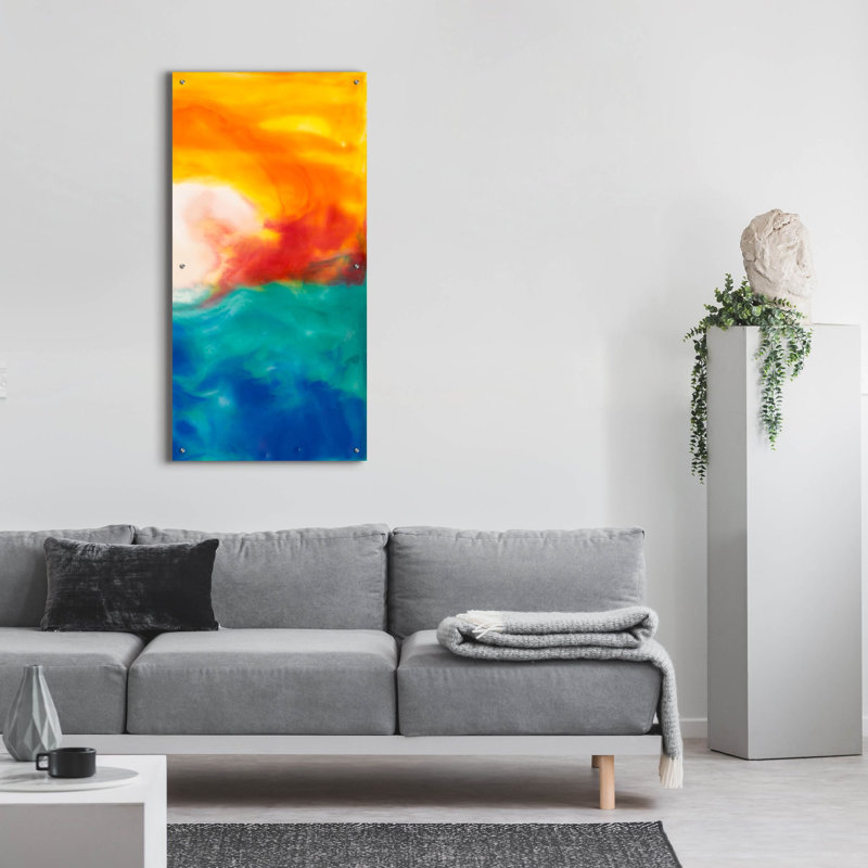  «Marsh Sunrise 2» par Alicia Ludwig, art mural en verre acrylique, 24 po x 48 po