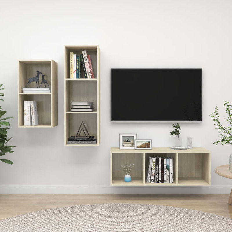 Draysen Unfinished Floating TV Stand for TVs up to 88", Sonoma Oak