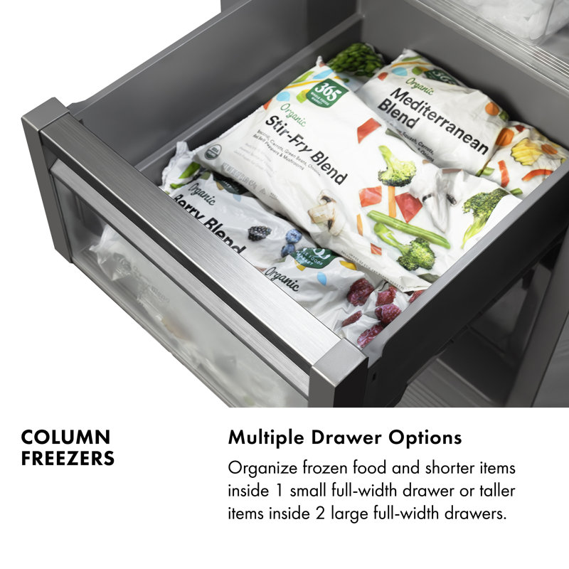 ZLINE 18 in. 8.6 cu. ft. Right Hinge Column Freezer in White Matte with Graphite Gray Interior, Stainless Steel