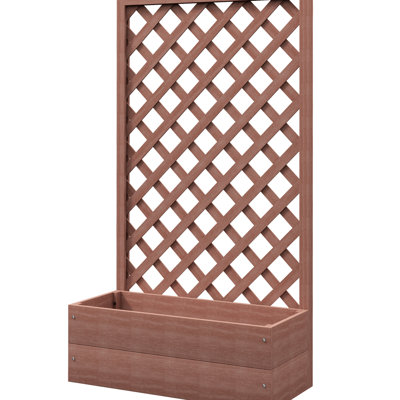Lit de jardin surélevé avec treillis, gestion des vignes, 29,5 po x 13,25 po x 53,25 po, lit de treillis autoportant en bois brun, bois respirant,