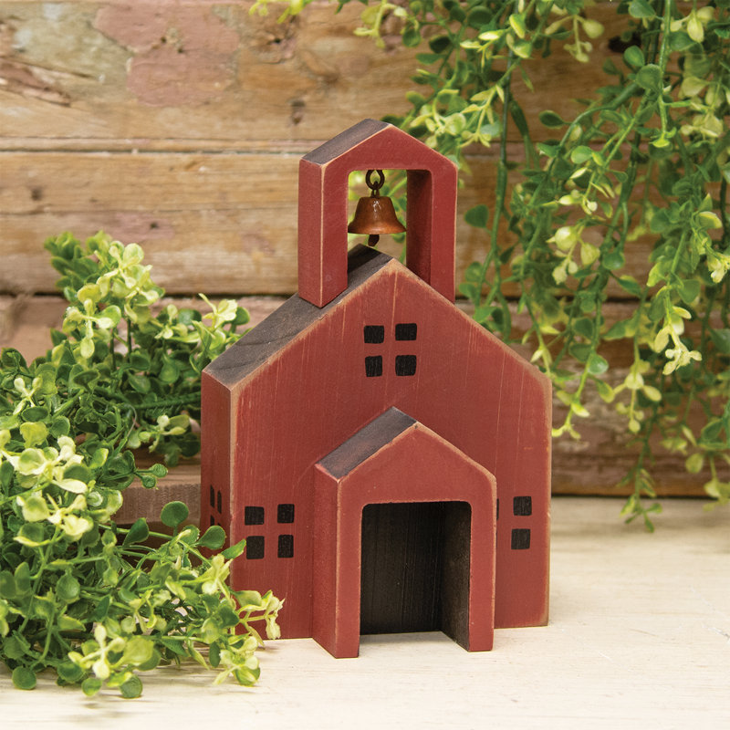 Distressed Wooden Primitive Schoolhouse Block