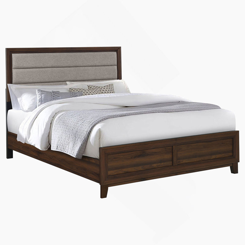 Anza Walnut Upholstered Queen Bed