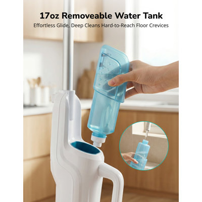 Balai à vapeur, nettoyeur vapeur portatif convertible 10 en 1 avec disques de nettoyage rotatifs, chauffe rapide en 15 secondes, deux modes vapeur et vaporisateur intégré, réservoir d'eau amovible de 500 ml, phare DEL, nettoyeur vapeur multi-surfaces pour parquet, carrelage, moquette et voiture