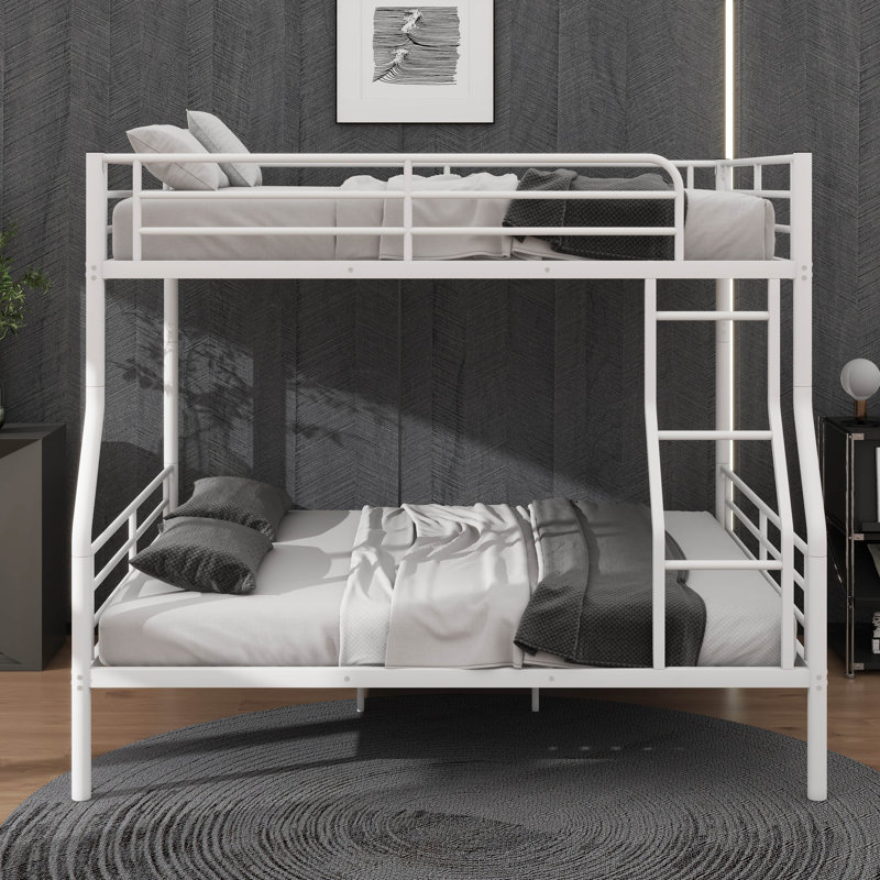 Full XL Over Queen Metal Bunk Bed, White