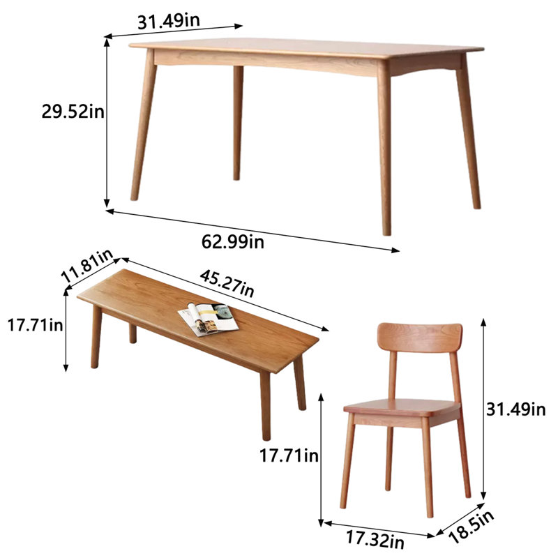 Table rectangulaire en bois massif domestique simple, 4