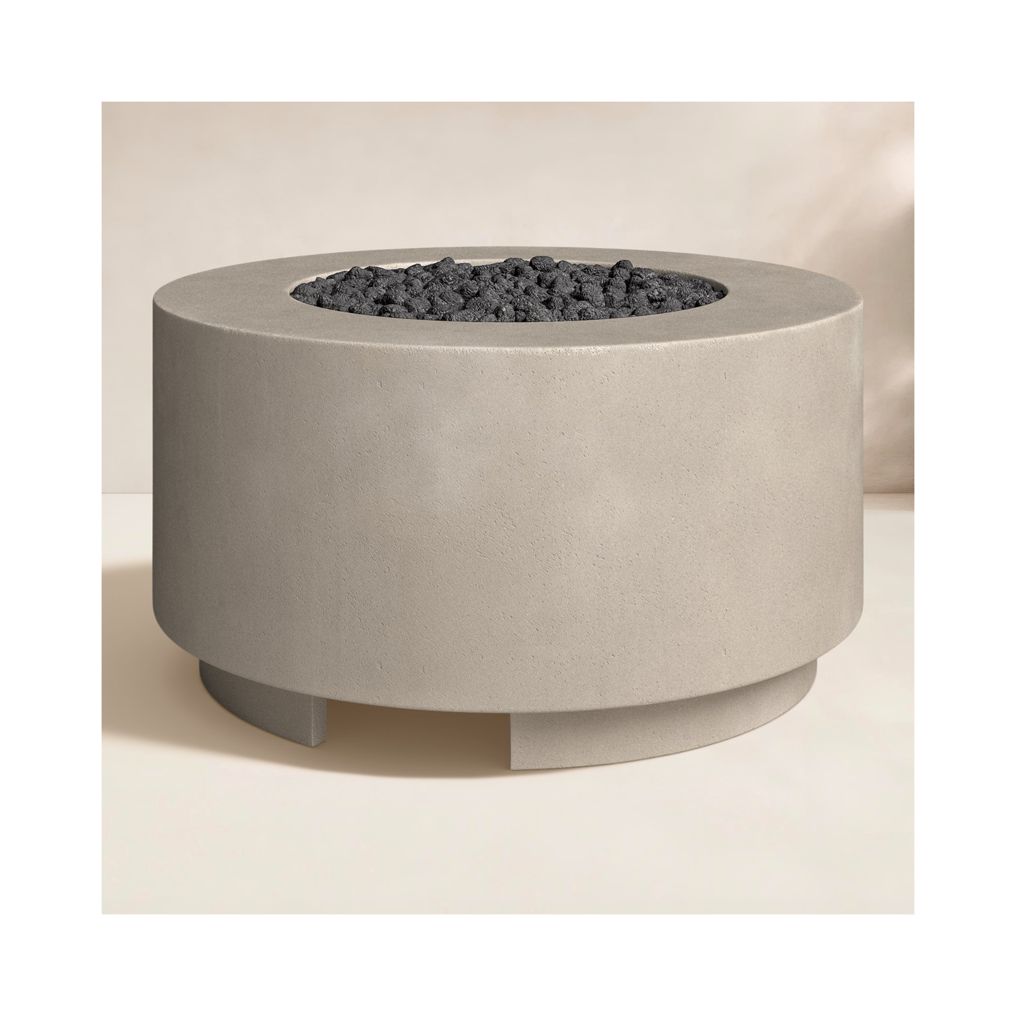 Jolliff Round Fire Pit Table, Propane, Natural Concrete