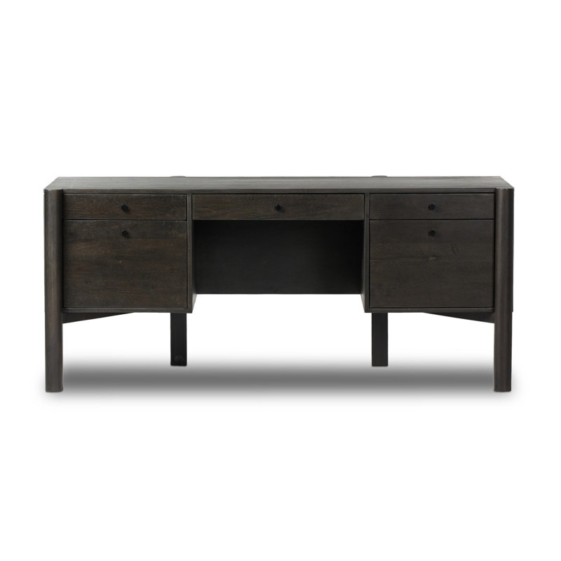 Bureau Jeanna, Bois d'hévéa noir usé