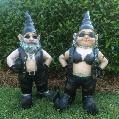 Ensemble de statue de motard 2 pièces Born-to-Ride Gnomes