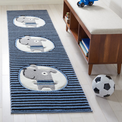 Tapis bleu marine à imprimé animal Burgan