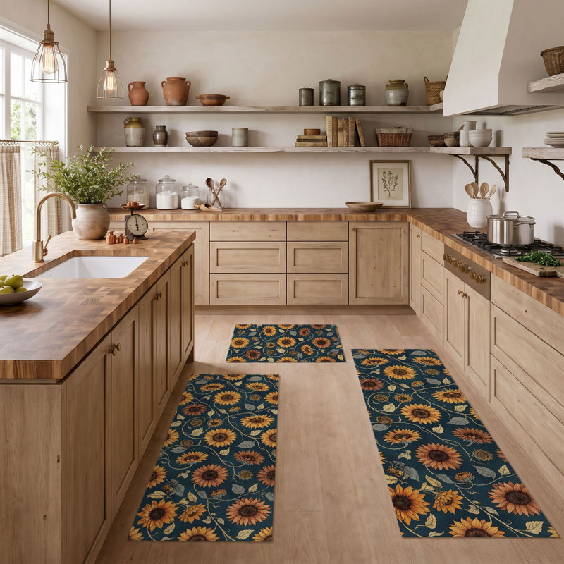 Tapis de cuisine tournesol antidérapant lavable
