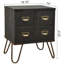 22.5" Tall Antique Style Storage End Table Side Table with 4 Drawers and Metal Hairpin Legs, Antique Black-703491979