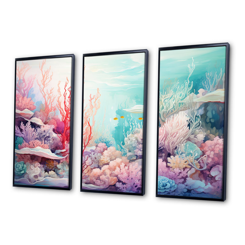 Underwater Coral Symphony II - Coastal Coral Under Water, impression d'art mural, Cadre flottant noir