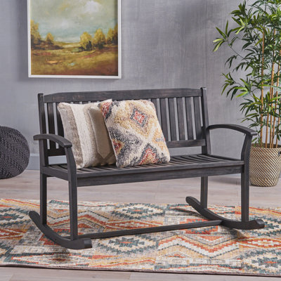 Outdoor Acacia wood Rocking Loveseat