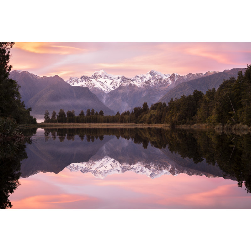 Pink Sunrise Lake Matheson by SusanWoodImages - Wrapped Canvas Print, 51cm H x 76cm W
