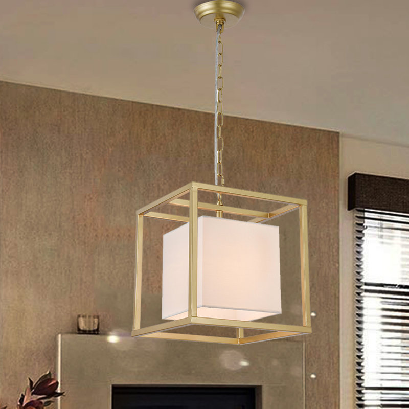 1-light Square Gold 12-inch Pendant