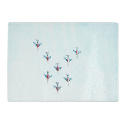 Tempered Glass Plane Aerobatics Chopping Board