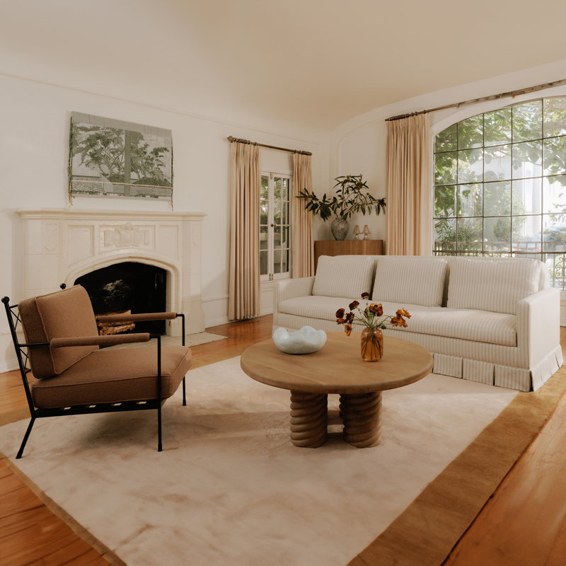Pellicano Sofa Beige Stripe, Beige Stripe Polyester