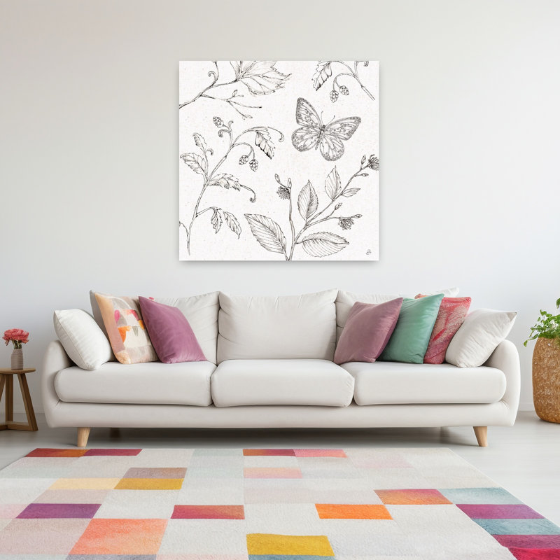 Art contemporain contemporain avec papillon, H 48 po x l 48 po