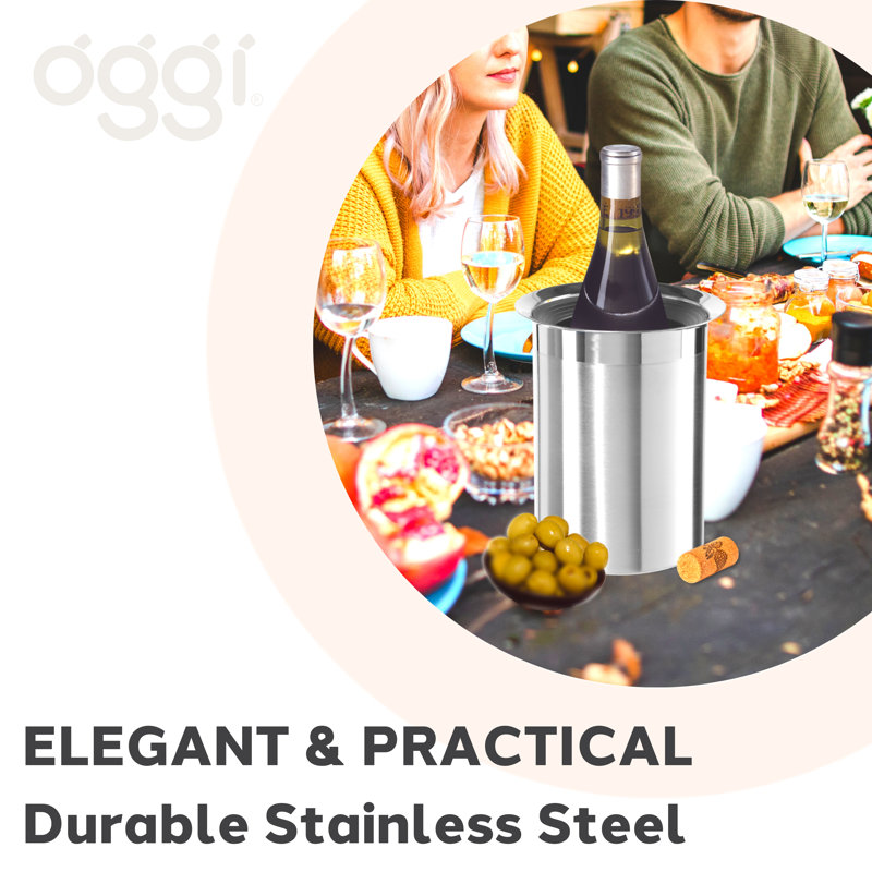 Stainless Steel Iceless Wine Chiller with Removable Inserts