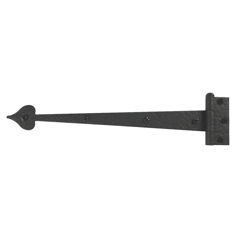 13" Black Iron Heart Strap Hinge with Mounting Hardware