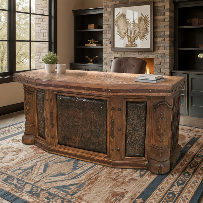 High Plains Tooled Leather Executive Desk