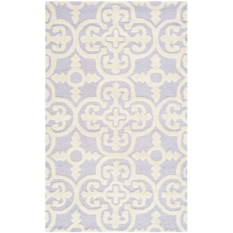Tapis lavande / ivoire en laine touffeté à la main Clapham, Rectangle 3 pi x 5 pi