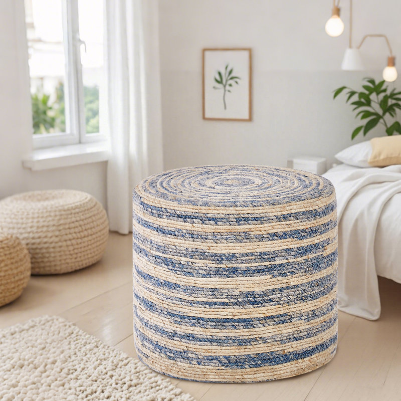 Pouf rond Onaway, Blé bleu