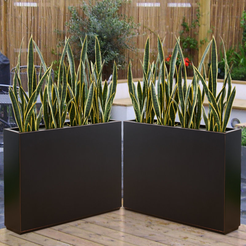 Boîte à fleurs en métal noir, H 30 po x l 38 po x P 9,8 po, Noir