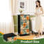 Commode à 4 tiroirs avec rangement vertical, fleurs, orange, bleu, crème, fleurs, beige, avec tiroirs en bois