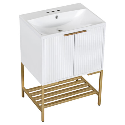 Ensemble de meuble-lavabo simple avec plateau en céramique Rikkia
