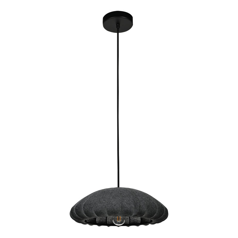 Chenai 18-inch 1-light Black Pendant Light with Gray Jersey Shade