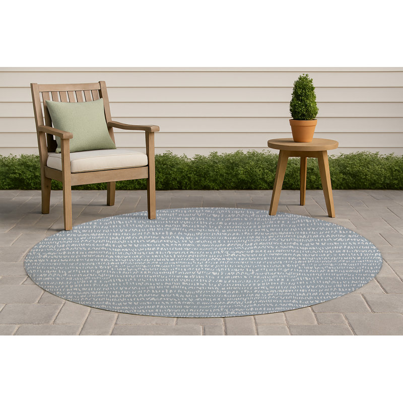 Crop Row Non-Slip Outdoor Rug, Round 5'
