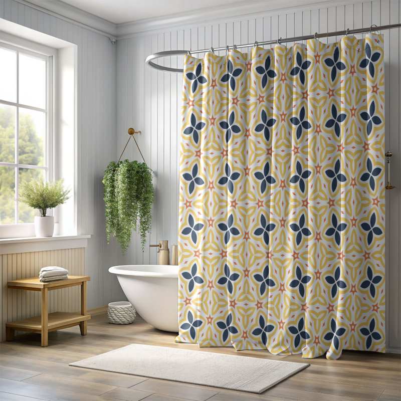 Vintage Tile - Rideau de douche Premium, H 74 po x l 71 po