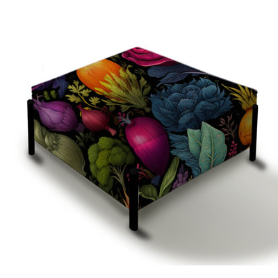 Rainbow Colors Vibrant Vegetables - Abstract Large Square Ottoman