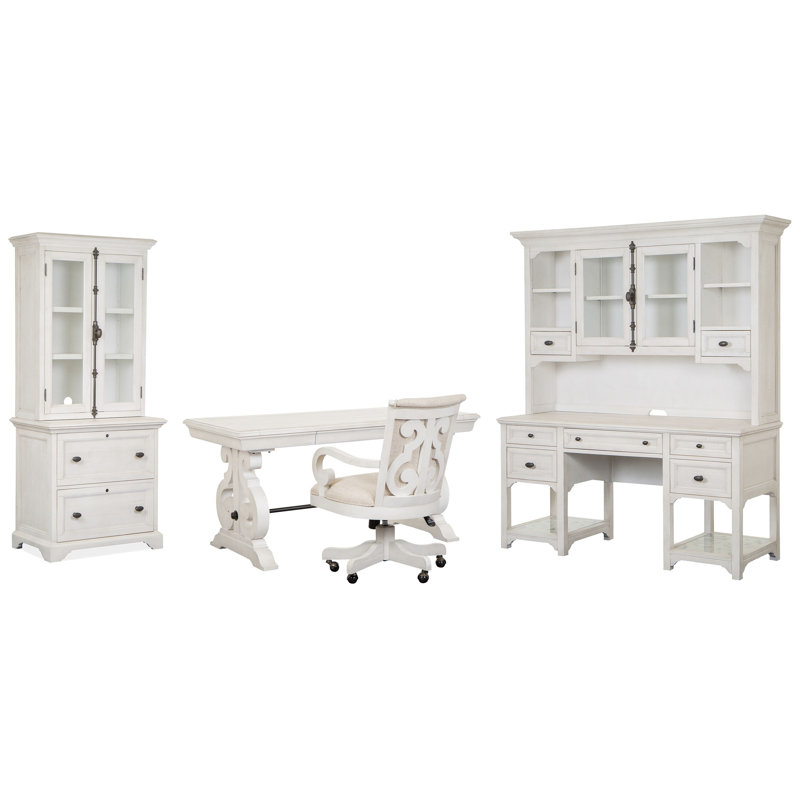 Writing Desk With File Cabinet And Hutch, 2 Pieces: Desk, Filing Cabinet Hutch