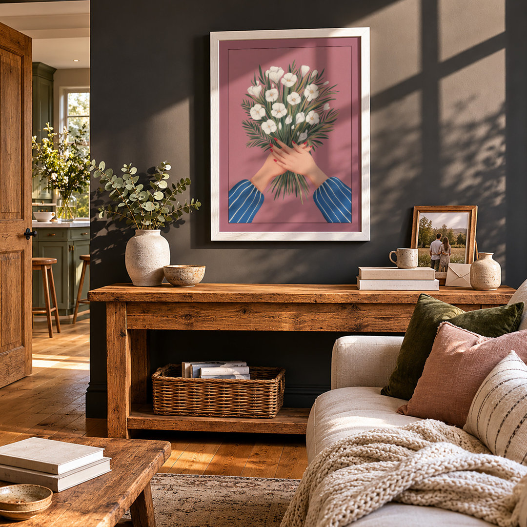 Hands Bearing Tulips Modern Framed Art Print