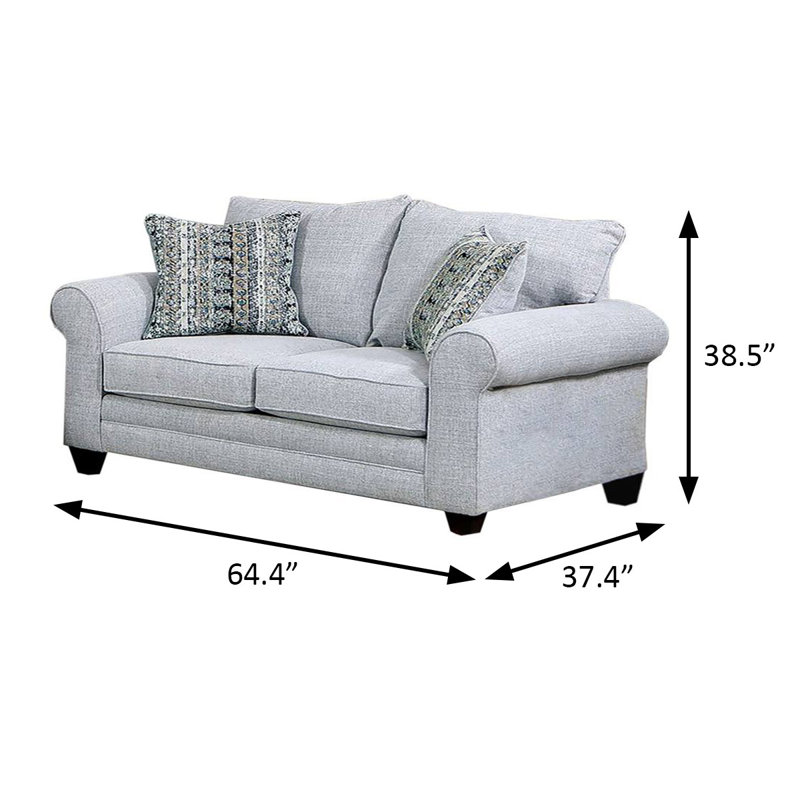 64.4" W Transitional Loveseat, Gray