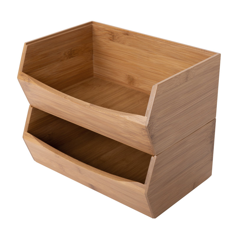 Bamboo Stackable Bin Organizer