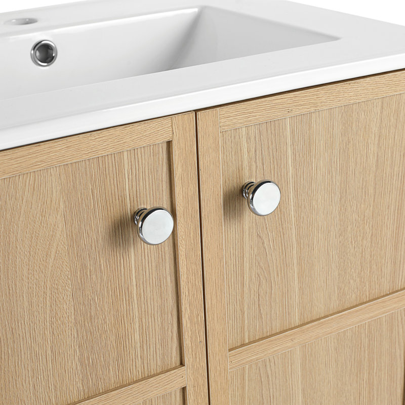 Meuble-lavabo autoportant avec lavabo en céramique, 24"