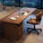 Nut-brown Rectangular Solid Wood with 3 drawers Executive Desk, Office desk-118614559