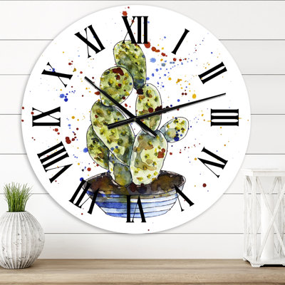 Cactus Houseplant - Horloge murale traditionnelle