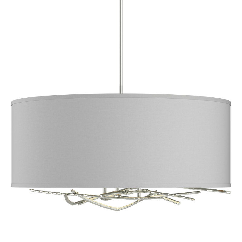 Brindille 3 - Light Drum Chandelier, Flax, Sterling, 21.4" - 66.4"