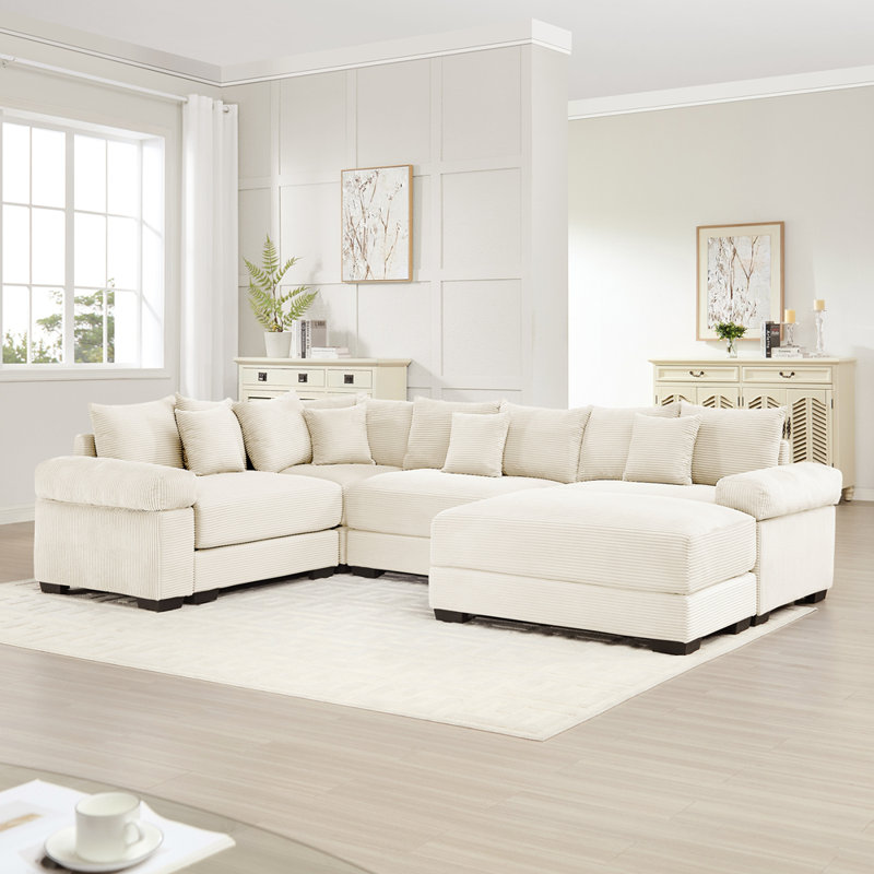 Canapé modulaire surdimensionné surdimensionné en nuage, canapé modulaire convertible, accoudoirs très épais avec repose-pieds