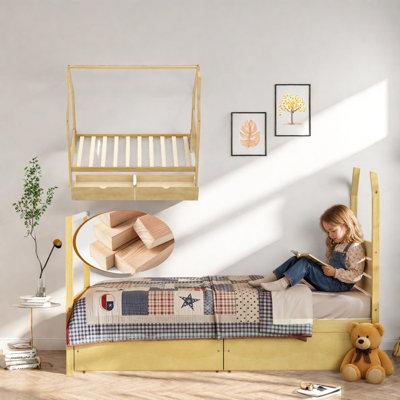 Lits de rangement, structure en bois MDF pour deux personnes, style Montessori moderne pour la maison des enfants