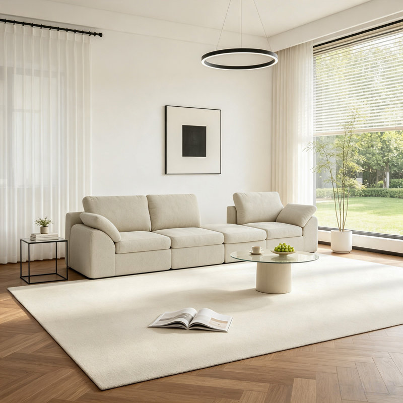 Canapé rembourré avec nuage, canapé modulaire moelleux à 3 places avec canapé en forme de L et méridienne, canapé minimaliste moderne pour la chambre à coucher du salon