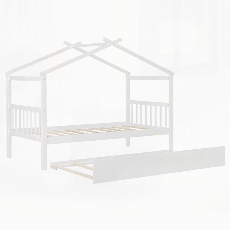Lit gigogne en bois, Simple, Blanc