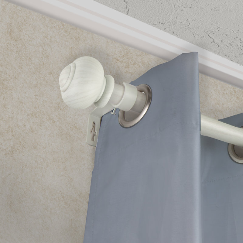 Tringle à rideaux simple en faux bois Wulff, 48" - 84", Blanc perle